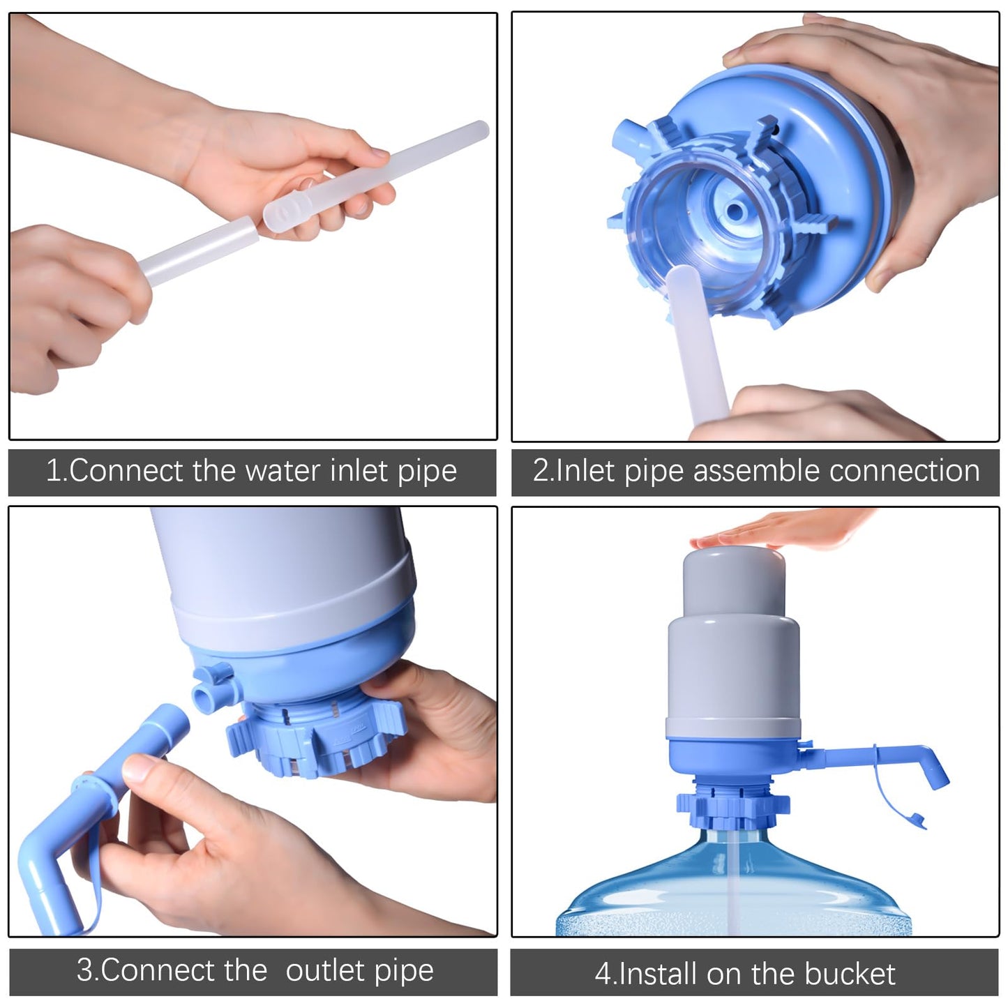 5 Gallon Water Dispenser Sold by Dyreps - Manual Water Dispenser for 5 Gallon Bottle with Pressure Relief Valve for No Drips, Easy Hand Press Water Pump Dispenser Fit for 2-6 Gallon Bottle (Blue)