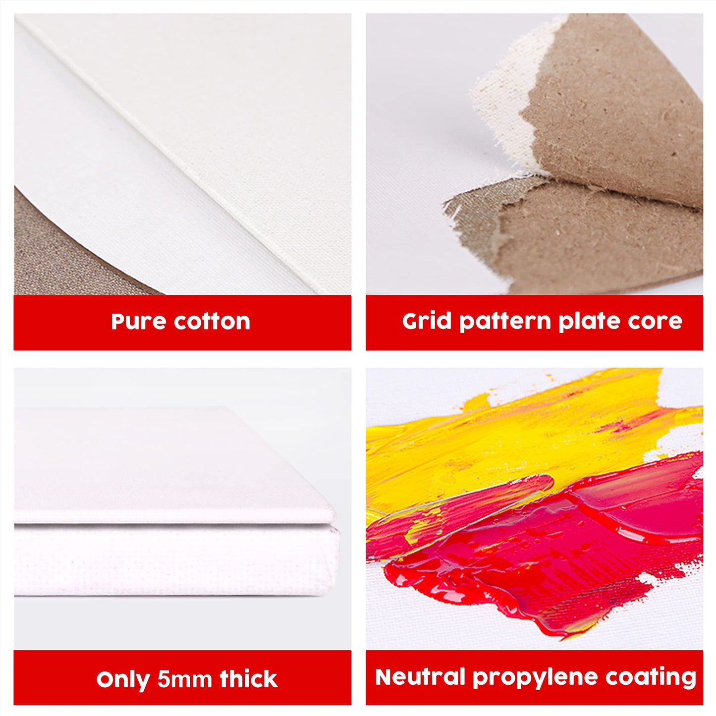 CONDA Artist Canvas Panels 11 x 14 inch, 12 Pack, Artist Quality Acid Free Canvas Board for Painting & Oil