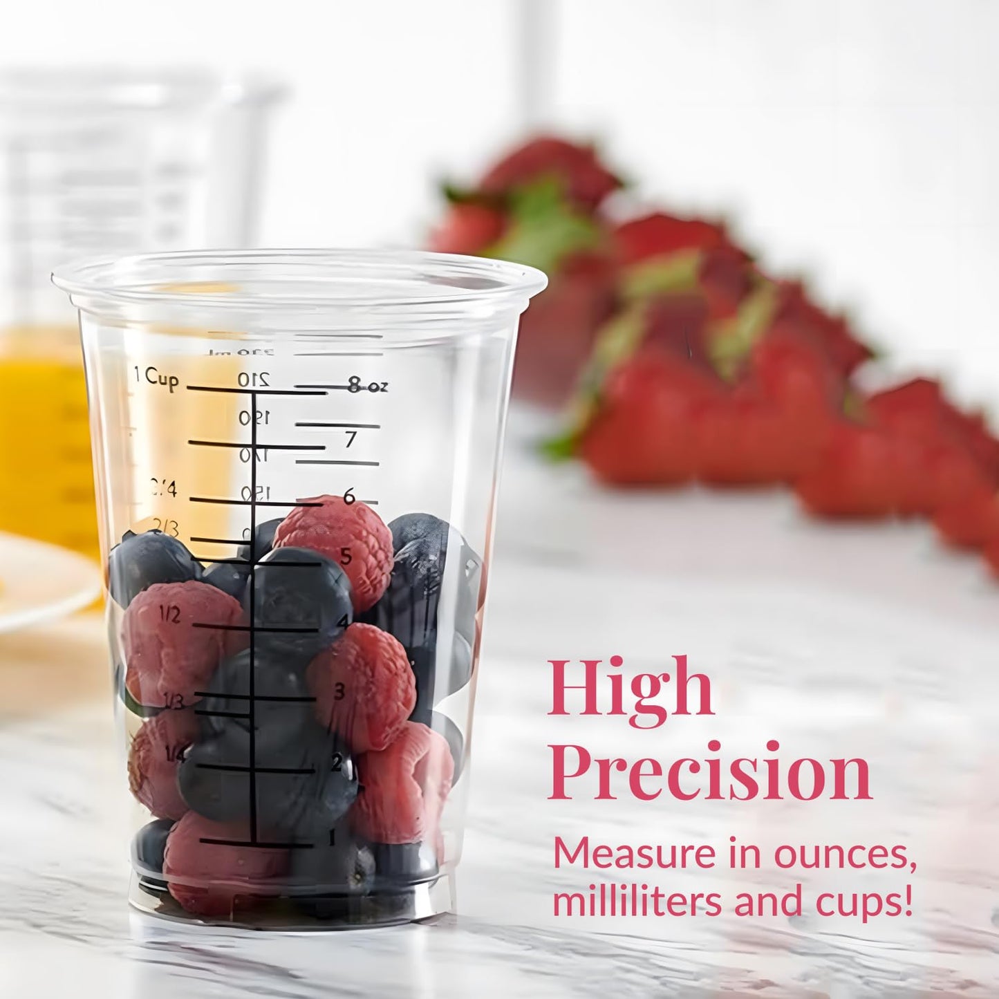 Prestee 50 Disposable Measuring Cups, 8 oz - Epoxy Resin Mixing Cups, Plastic & Paint - Liquid & Dry Measuring for Baking Supplies & Tools