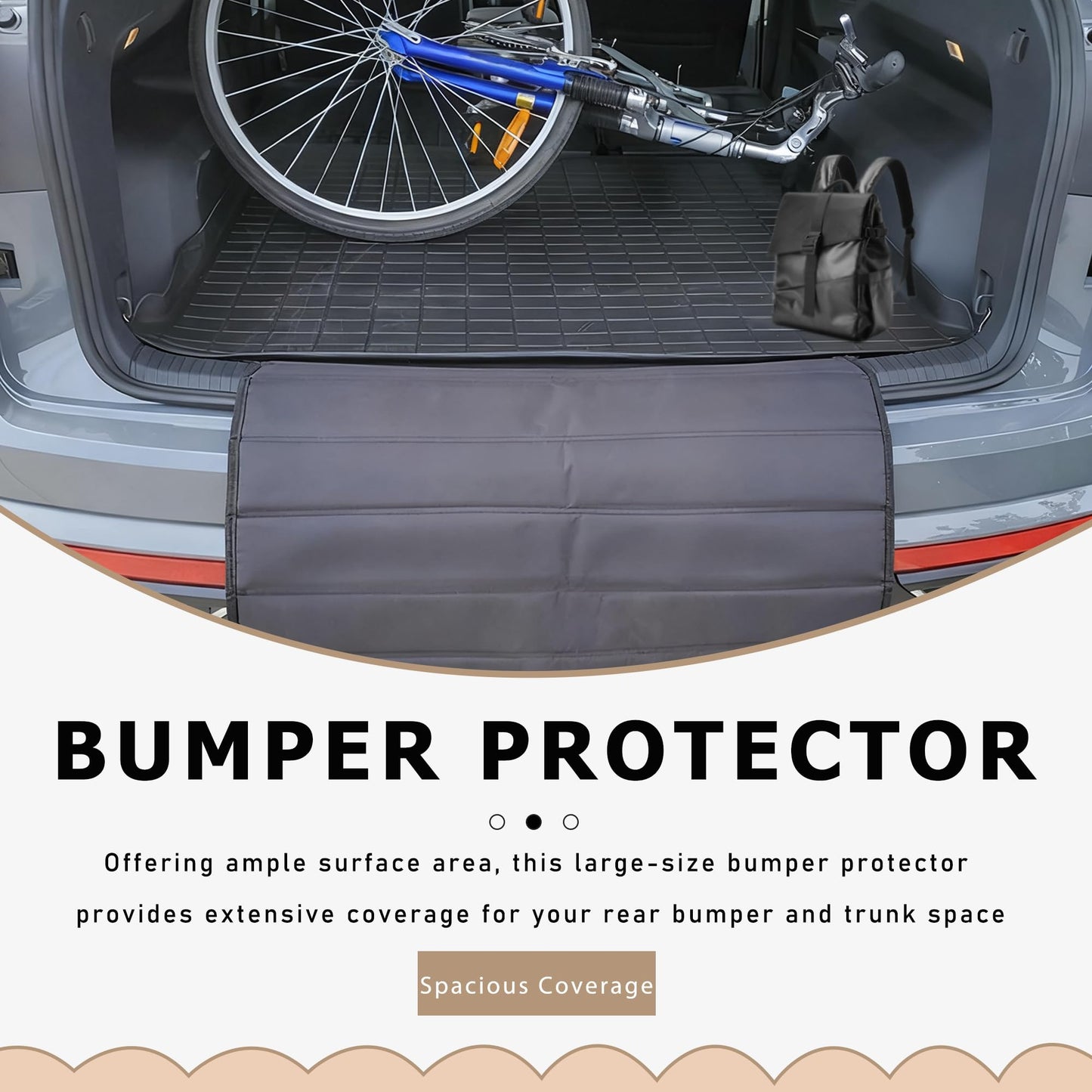 Rear Bumper Protector Mat for Car, Bumper Guard Cover, Dog Cargo Mat Prevent Scratches, Foldable Non-Slip Trunk Mats for Cars, SUV, Pickup Trucks and Floor (Black)