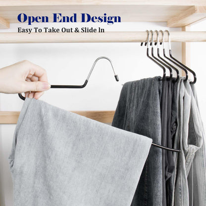GZQXHOME 20 Pack Open Ended Pants Hangers with Non Slip Design,Suitable for Trousers,Jeans,Towels for Closet Space Saving,Durable Metal Material with Rubber Coating (Black)