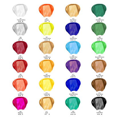 Artecho Acrylic Paint Set 24 Colors 2oz/59ml, Art Craft Paint for Art Supplies, Paint for Canvas, Rocks, Wood, Fabric and Ceramic, Non Toxic Paint for Artists, Beginners and Adults
