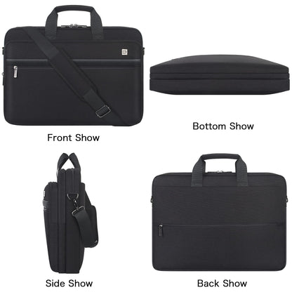 DOMISO 17-17.3" Laptop Briefcase Waterproof & Shockproof Business Bag w/Luggage Strap & Anti-Theft - Fits 17" Laptops, Black
