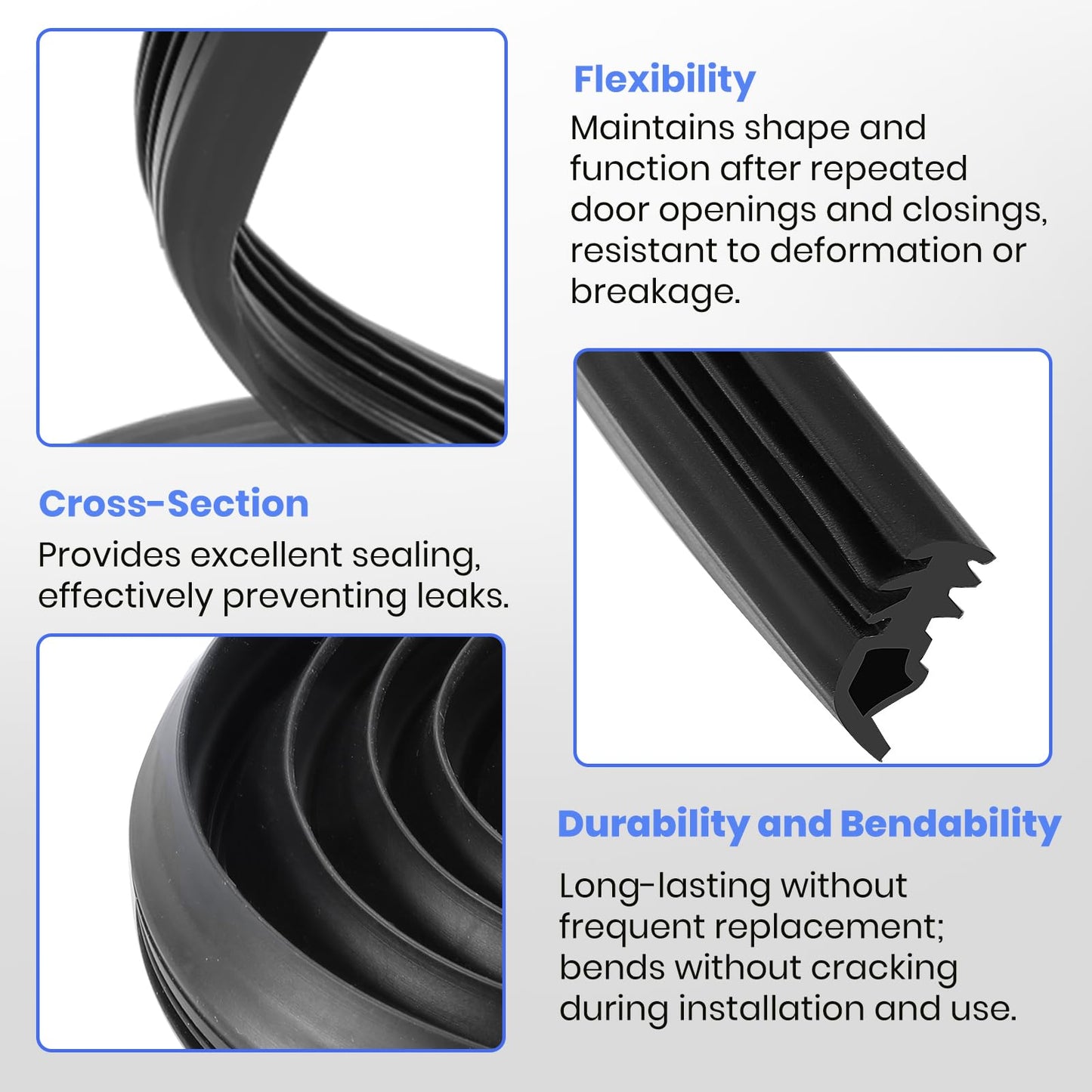 Sunniswi DD62-00043A Dishwasher Front Tub Door Seal Door Gasket (Black)
