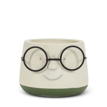 Abbott Collection Small Face Planter with Glasses-3.5" D