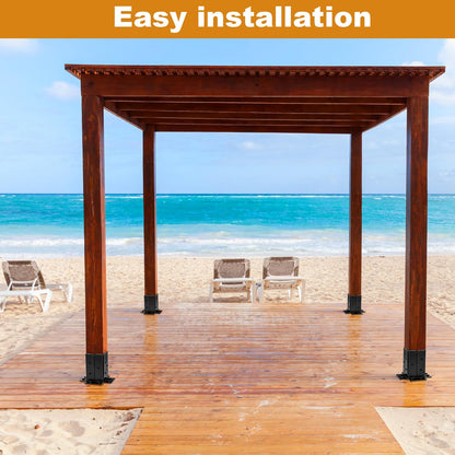 Yesland 8 Pcs Adjustable Deck Post Anchor Base Brackets Fit 1.5x1.5, 2x2, 2x4, 4x4 Post, Heavy Duty Reversible Wood Fence Post Base Brackets kit for Pergola Railing Mailbox, Black