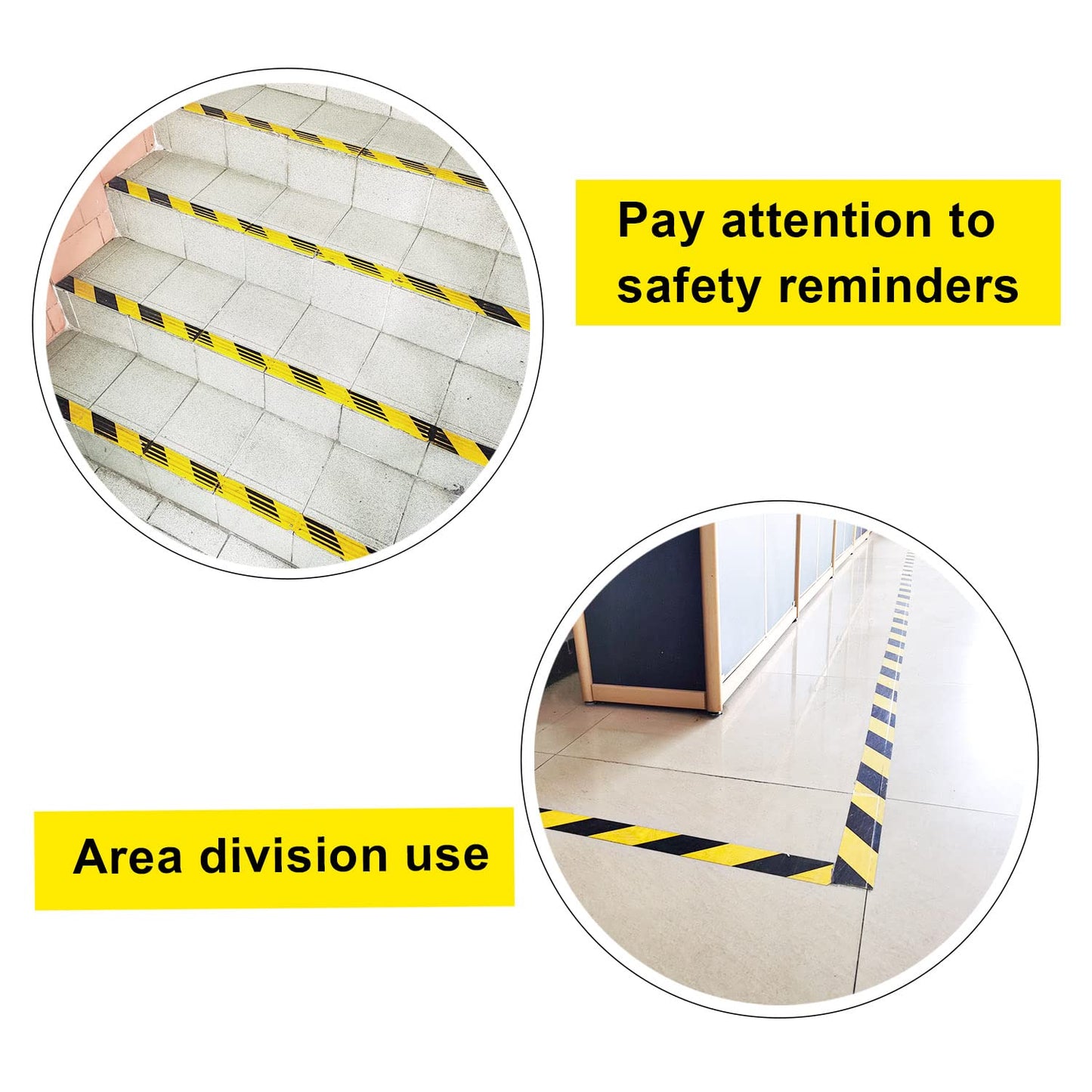Black & Yellow Floor Hazard Marking Tape, 2" x 36 yds x 5.9mil 2 Pack, Stair Safety Warning Tape for Caution, BOMEI PACK