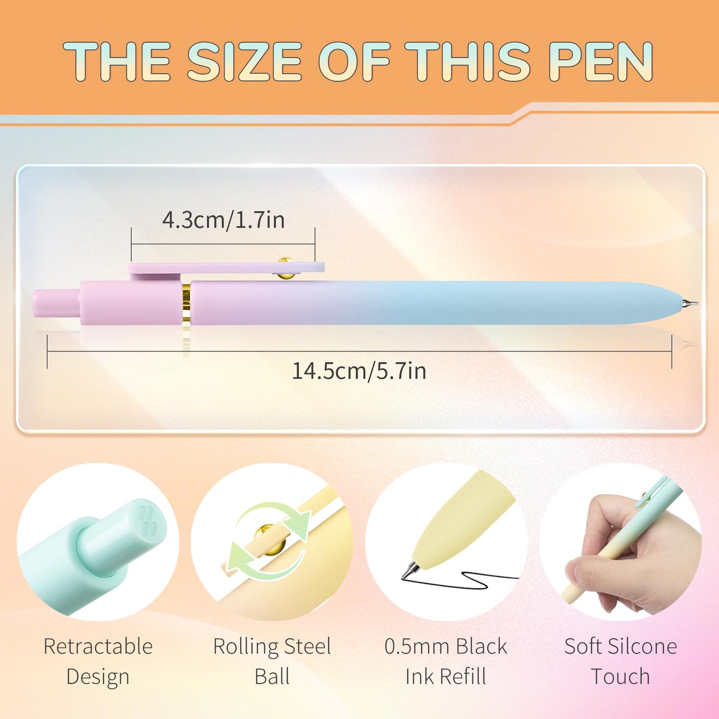 UIXJODO 12 Pcs Gel Pens 0.5mm Quick Dry Black Ink Pens Fine Point Smooth Writing Pens, Cute Office and School Supplies Gifts for Women Teacher Students (12 Pcs Ombre Gold)