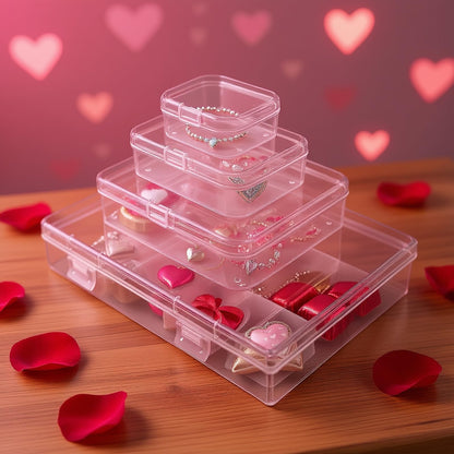 24 Pieces Mixed Sizes Rectangular Empty Mini Clear Plastic Organizer Storage Box Containers with Hinged Lids for Small Items and Other Craft Projects