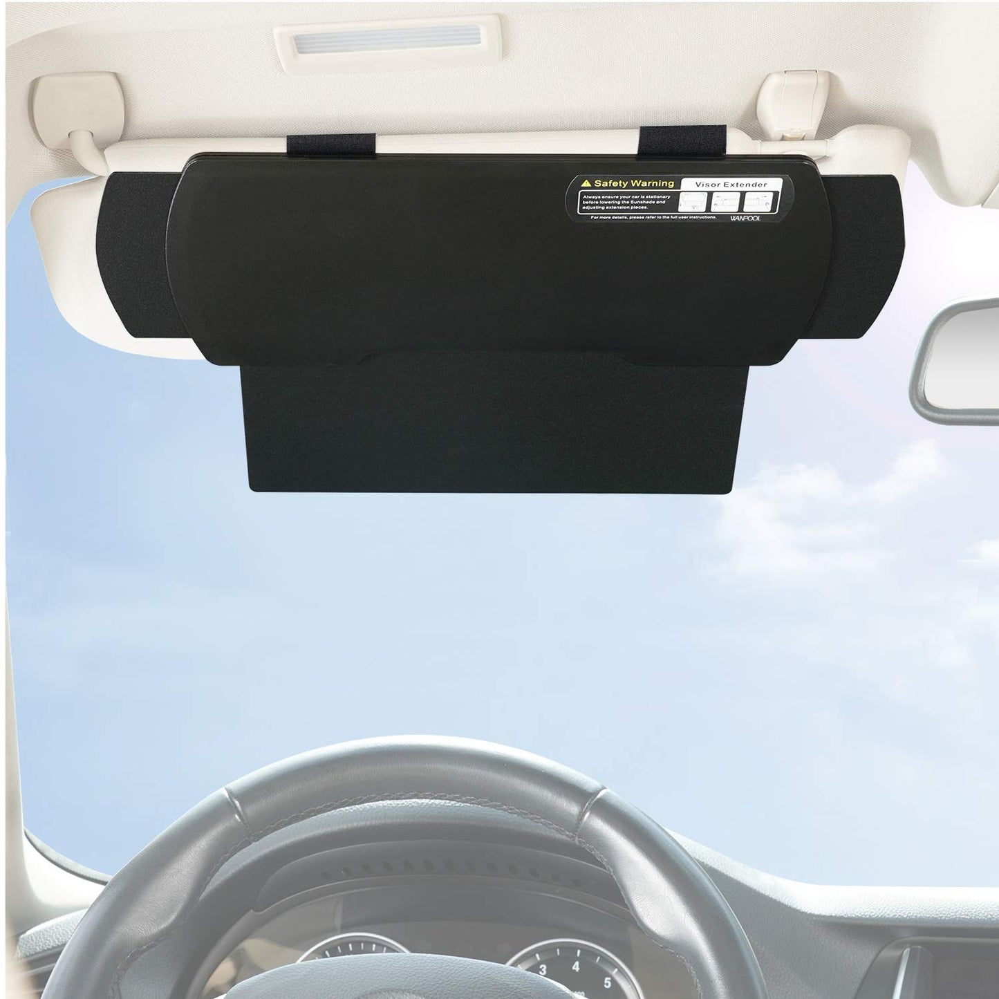 WANPOOL Car Visor Sunshade Extender, Window Shade, Anti-Glare Sun Blocker for Driver or Front Seat Passenger,1 Piece (Black)