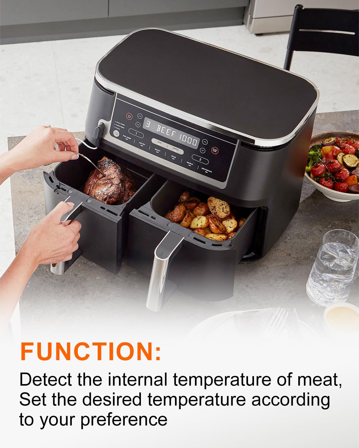 ULXIOM Air Temperature Thermometer Probe Replacement for Ninja DZ550 Foodi Smart XL 6-in-1 Dual Temp Probe Indoor Grill & Air Fryer Accessories