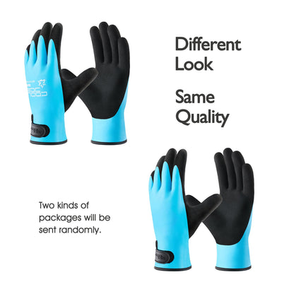 COOLJOB 100% Waterproof Winter Freezer Gloves for Men & Women, Full Rubber Coated, Thermal for Gardening Fishing Construction, Warehouse Cold Refrigeration House, Large