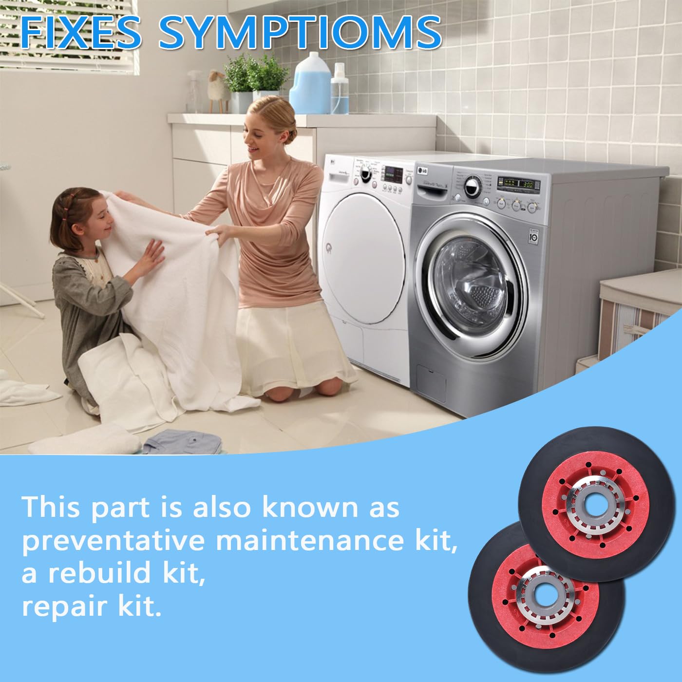 4392067 Dryer Repair Kit & W10837240 Dryer Idler Pulley (Plastic)