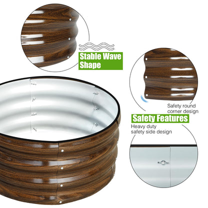 SnugNiture 2x2x1ft Round Galvanized Raised Garden Bed Kit Outdoor, Metal Planter Box for Planting Plants Vegetables, Brown