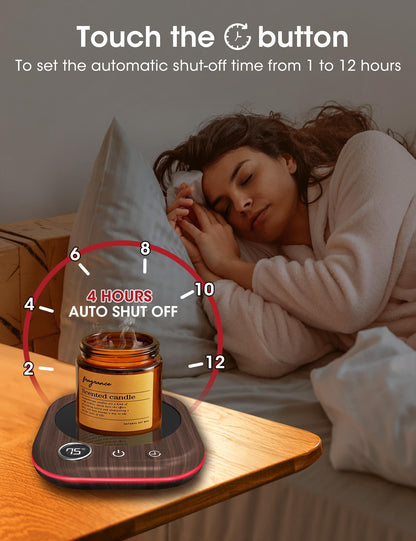 Coffee Mug Warmer Smart Cup Warmer for Desk, Upgrade Coffee Warmer with LED Light, 3 Temperature Control and Auto Shut Off Electric Beverage Warmer for Heating Coffee Milk Tea and Hot Chocolate（Wood）