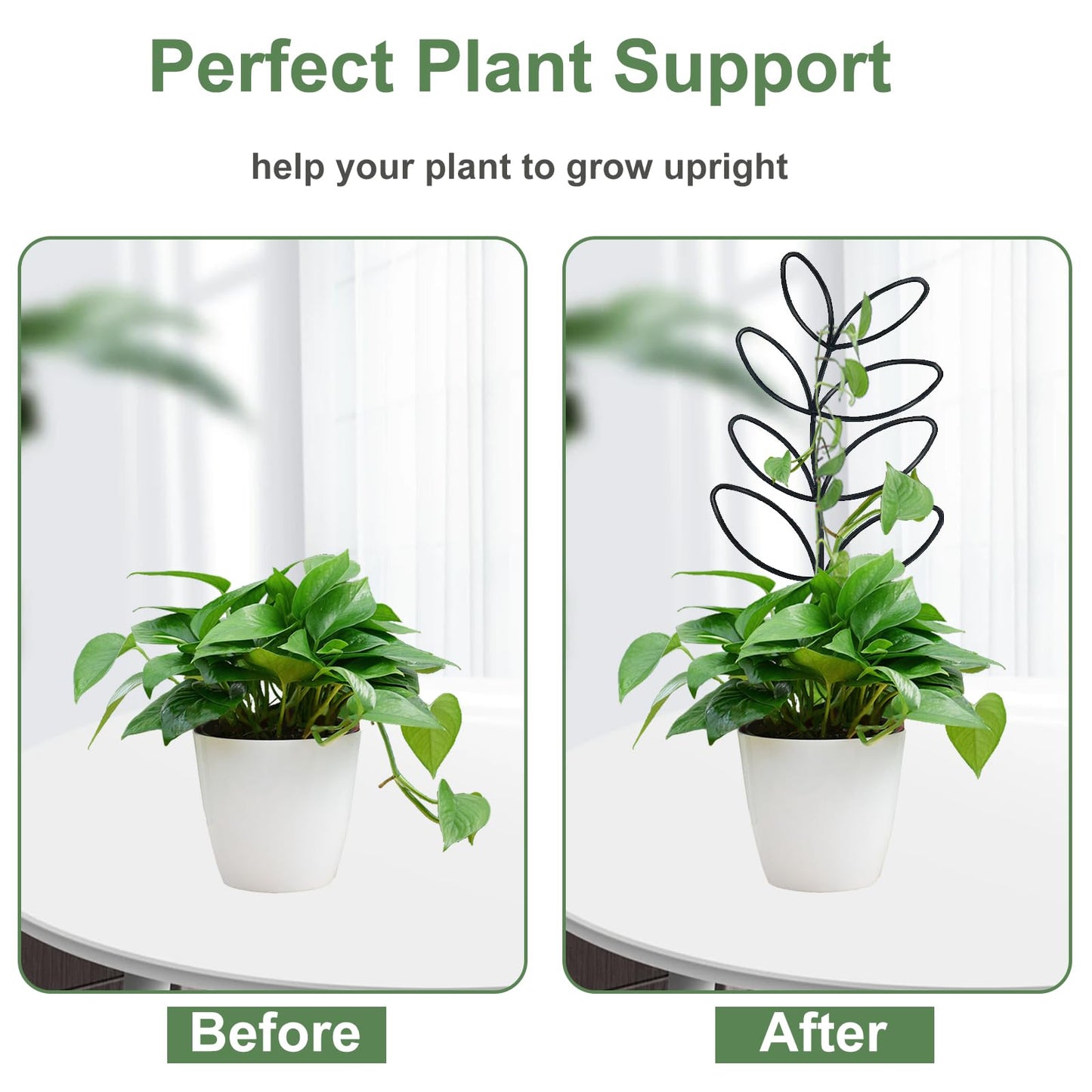 Plant Trellis for Climbing Plants Indoor Outdoor, 23inch Garden Trellis for Potted Plants with Ties, Metal Climbing Plant Support for House Pothos Monstera Flower Hoya Flower, 4 Panels，Black