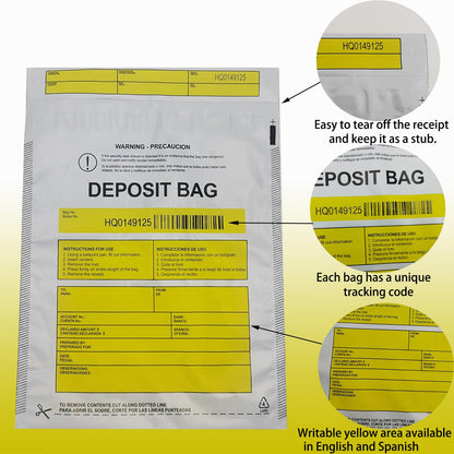 Daarcin Opaque Bank Deposit Bags, 100pcs 9x12in Tamper Proof Bag, Cash Handling, Transportation, Transfer, Valuables, Secure Bank Pocket with Independent Barcode, Self Sealing Glue, Tamper Proof