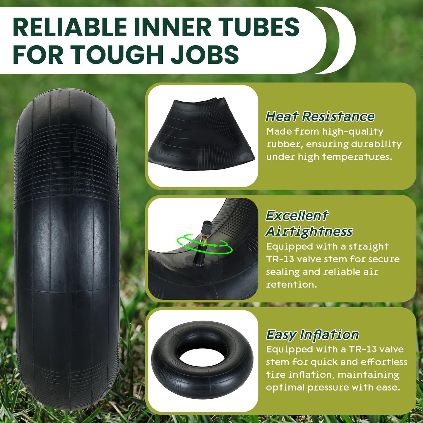 AMGSH 2 Pack 20x8.00-8 Inner Tubes, 20x8-8, 20x10.00-8, 20x10-8 18x6.50-8, 18x7.50-8, 8x8.50-8 18x9.50-8 Universal Fit Tire Tube with TR13 Straight Valve Stem inner tube for Mower, Tractor, Golf Cart