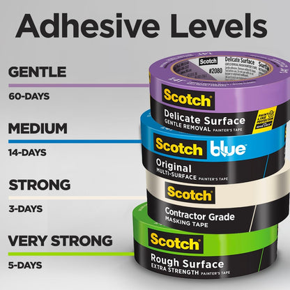 Scotch Painter's Tape Contractor Grade Masking Tape, 6 Rolls, 1.88 in x 60.1 yd, Holds to Surfaces For Up to 3 days, Removes Easily Without Leaving Sticky Residue, Interior & Exterior Use (2020-48TP6)