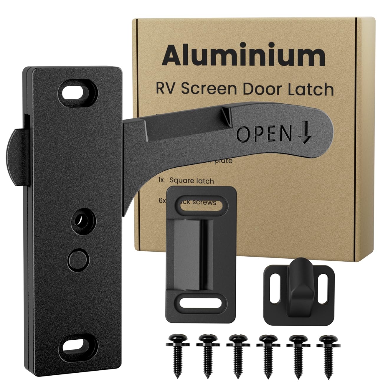 Aluminum RV Screen Door Latch Right Handle Replacement Kit for Travel Trailer, Camper, Motorhome- RV Accessories for Inside