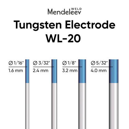 WL-20 Blue 1/16" Tungsten Electrode TIG Welding 10-Pack (2% Lanthanated WL20/EWLa-2)