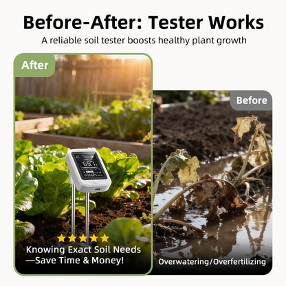 6-in-1 Soil Test Kit for Gardening Deals,2026 Rechargeable Digital pH Meter/Temperature/Sunlight/Fertility/Environmental and Soil Moisture Meter with LCD Display for Indoor/Outdoor Plants