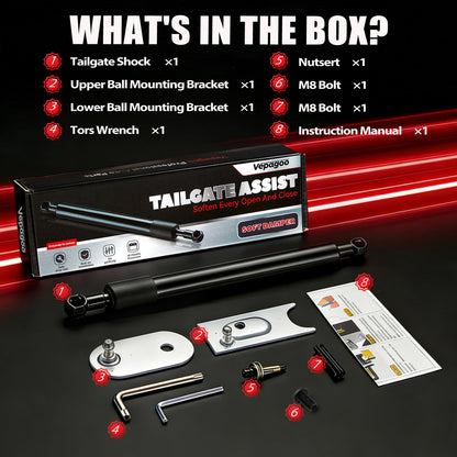 Vepagoo Tailgate Assist Shock for 2009-2018 Ram 1500, 2019-2024 Ram 1500 Classic, 2010-2025 Ram 2500 3500, Truck Tailgate Lift Assist 43301 Black