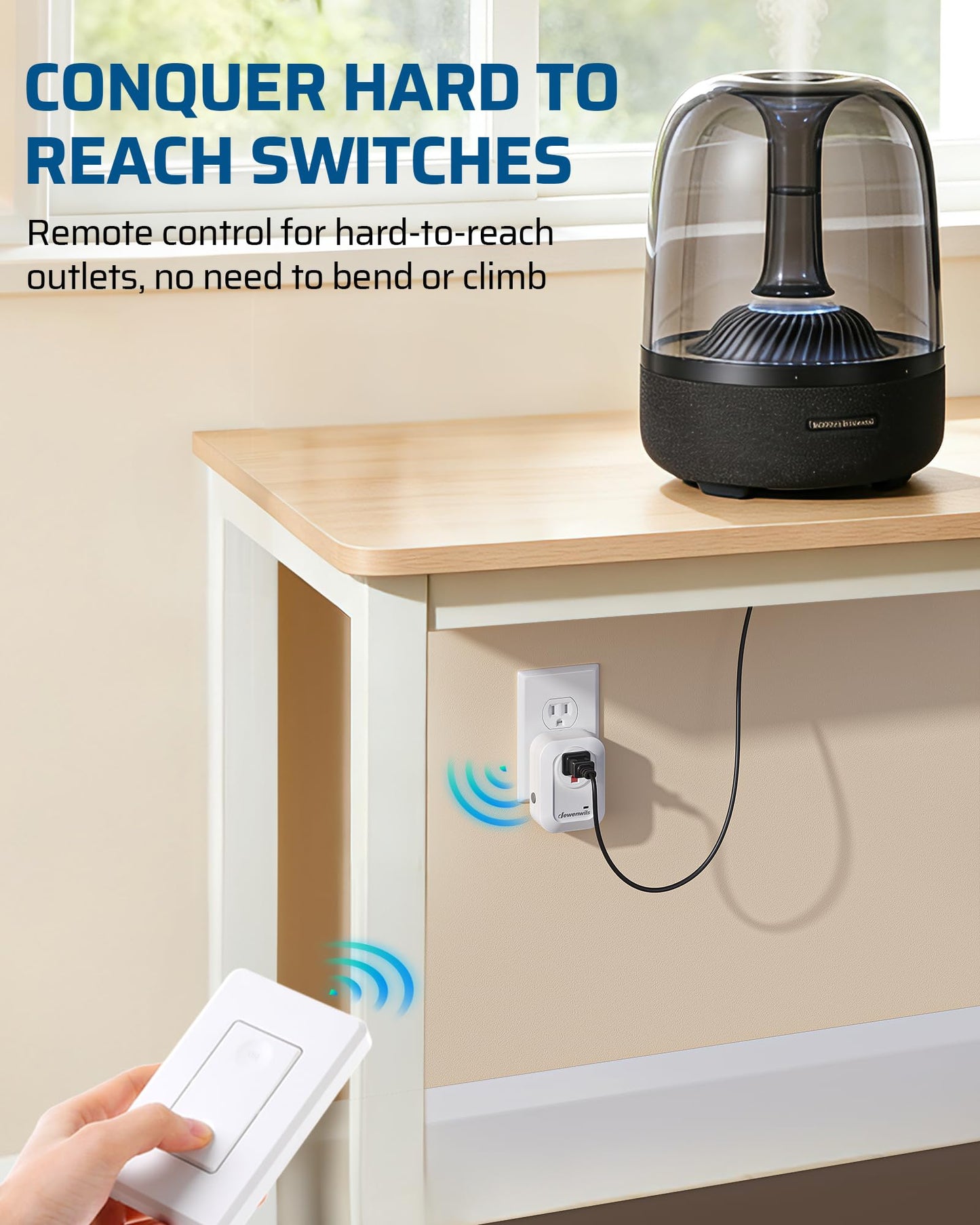 DEWENWILS Wireless Remote Wall Switch and Outlet, No Wiring Plug in On Off Power Switch, Expandable Remote Control Outlet Light Switch, 100Ft RF Range (2 Switches and 1 Receiver)