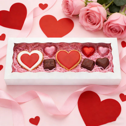 XINHPKGG 50pcs Cookie Boxes with window 12 x 5 x 1.5 Inch Bakery Boxes Treat Box Dessert Box for Wedding Party Favors Mother's Day - White