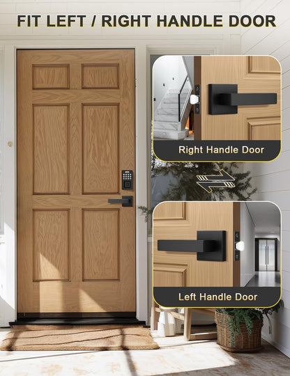 Tinewa 1 Pack No Lock Passage Door Lever, Reversible Door Handle Without Locking for Right/Left Handed Door, Matte Black Heavy Duty Square Lever Set for Interior/Exterior Use