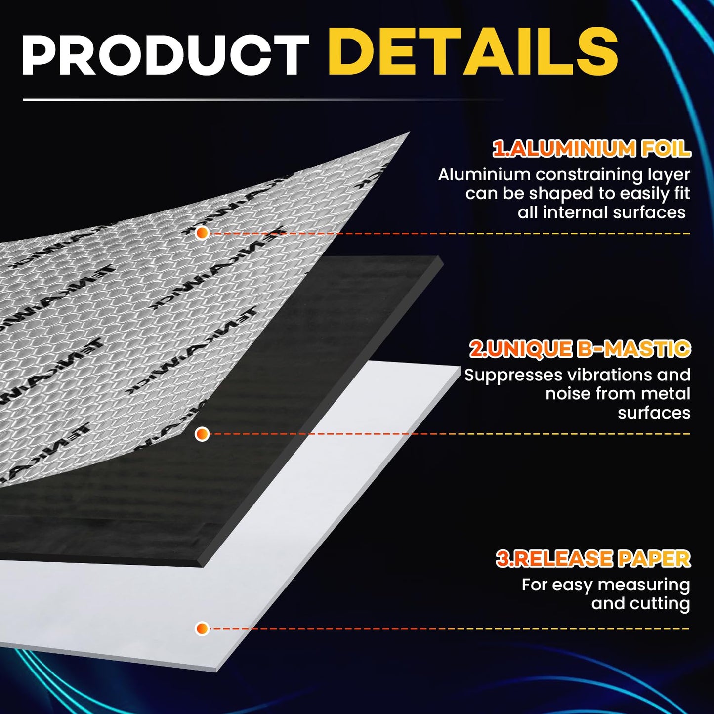 10 sqft (0.95 sqm) Car Sound Deadening Mat 80 mil , 10 Pack Sound Deadener for Vehicles , Butyl Automotive Sound Deadener, Noise Insulation and dampening Mat