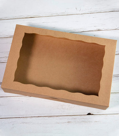 Brown Pastry Bakery Box 14x10x3inch,Large Donuts,Muffins,Cookies Boxes with PVC Window - Auto-Pop up Paper Box Nature Cardboard Take Out Container,Pack of 15 (Brown, 15)