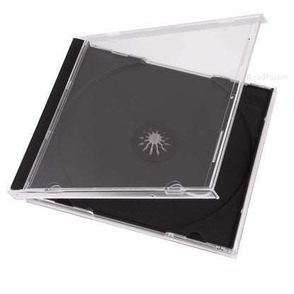 AcePlus Premium Single Disc Jewel Cases in Black with 10.4mm Standard Thickness and Assembled Tray (10-Pack)