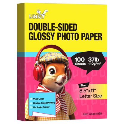 Uinkit 100 Sheets Brochure Paper Glossy Double Sided 8.5x11 Inkjet 37lb 140gsm Dye Ink Thin Photo Picture Flyer Calendar Magazine CD Cover Letter