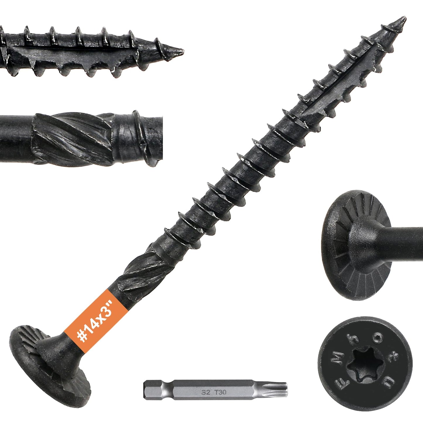 #14 x 3 Wood Structural Lag Screws 54Pcs Star Drive Decking Wood Screws, Rust Resistant Timber Screws for Timber/Log/Landscaping Wood