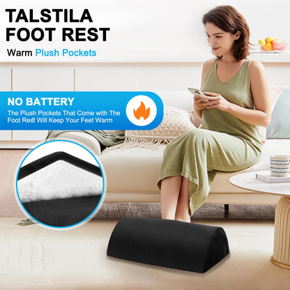 TALSTILA Foot Rest for Under Desk at Work, Footrests with Warm Plush Feet Pocket, Ergonomic Foam Footrest, Under Desk Footrest, for Office Desks & Office Chair - Back & Leg Pain Relief