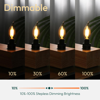 ALAMPEVER 12 Pack E26 LED Bulb 60 Watt, 2700K Soft White LED Light Bulb with Dimmable Function, CA11 Candelabra LED Bulbs, 450LM LED Edison Bulb, CRI82