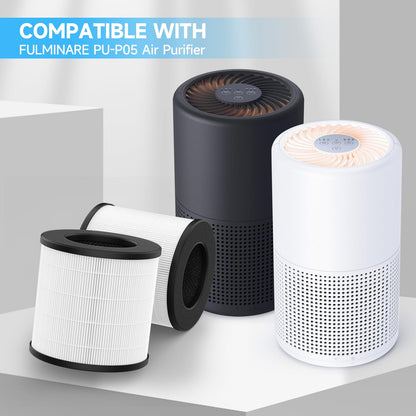 PU-P05 True HEPA Replacement Filter Compatible with FULMINARE PU-P05 Air Purifier, 3-in-1 High-Efficiency Air Filter, 2 Pack