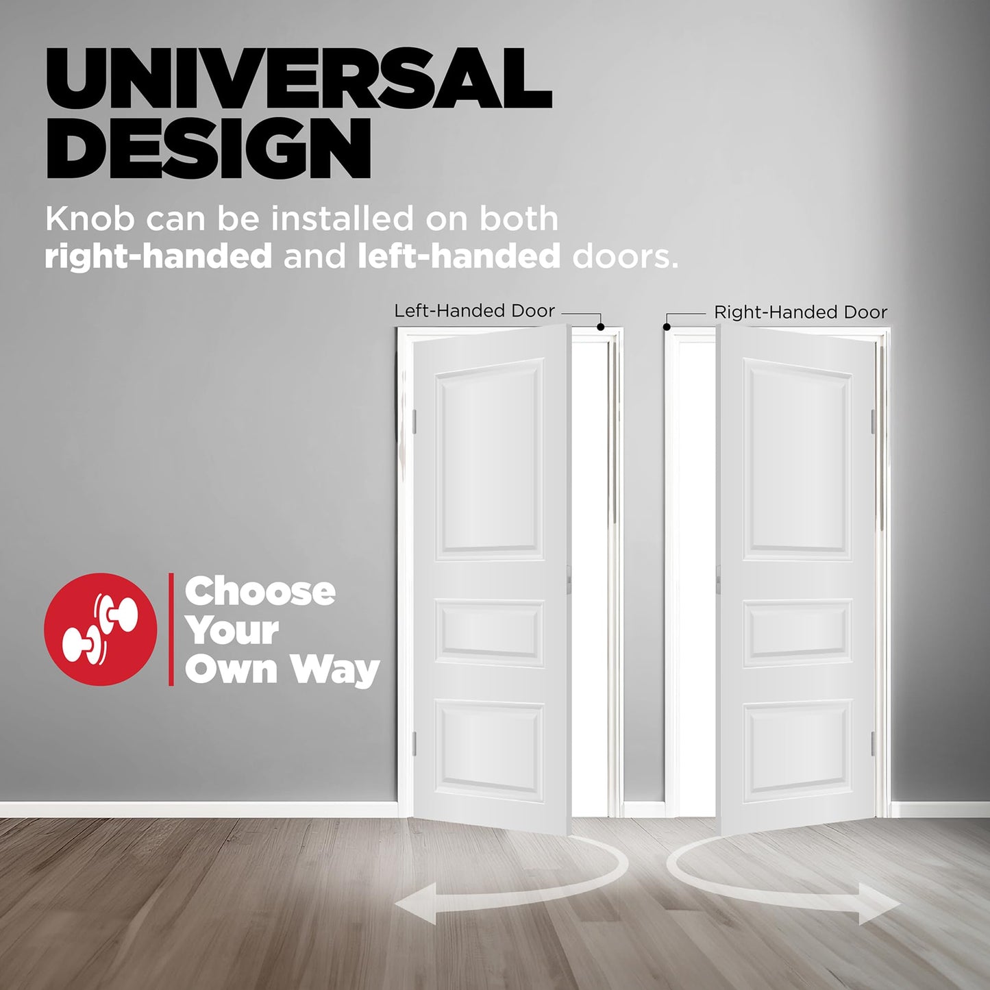 Kwikset Maven Interior Passage Door Knob, Handle for Closet and Hallway Doors, Round Non-Locking Doorknob in Matte Black, with Microban Protection