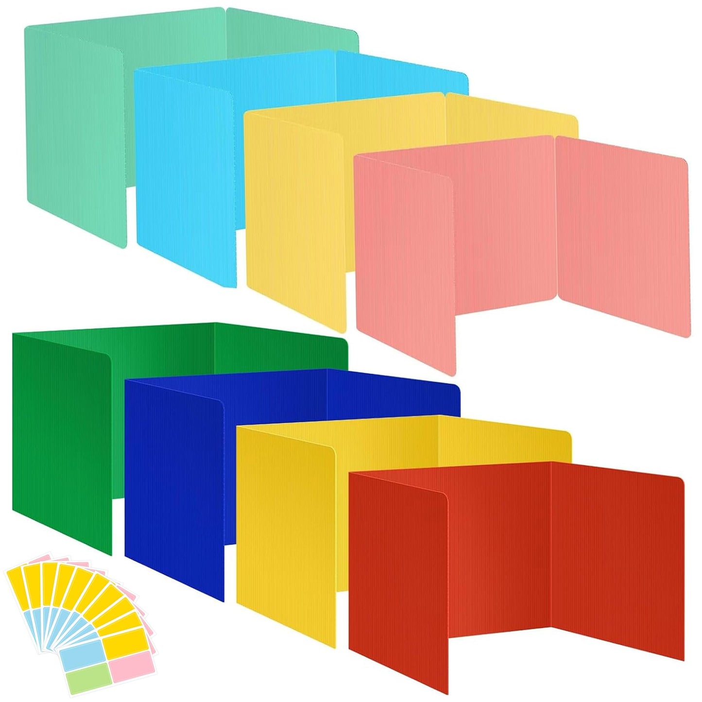 8 Pack Desk Dividers for Students Space Cardboard Privacy Boards Colorful Testing Dividers for Classroom Test Privacy Boards Study Divider for School Office Library Supplies, 8 Styles