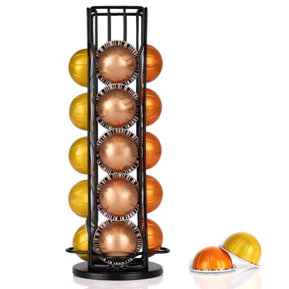 RECAPS Rotary Coffee Pods Holder Stand Compatible with Nespresso Vertuoline Capsules, Hold 20 Vertuo Coffee Pods Organizer with 360 Degree.