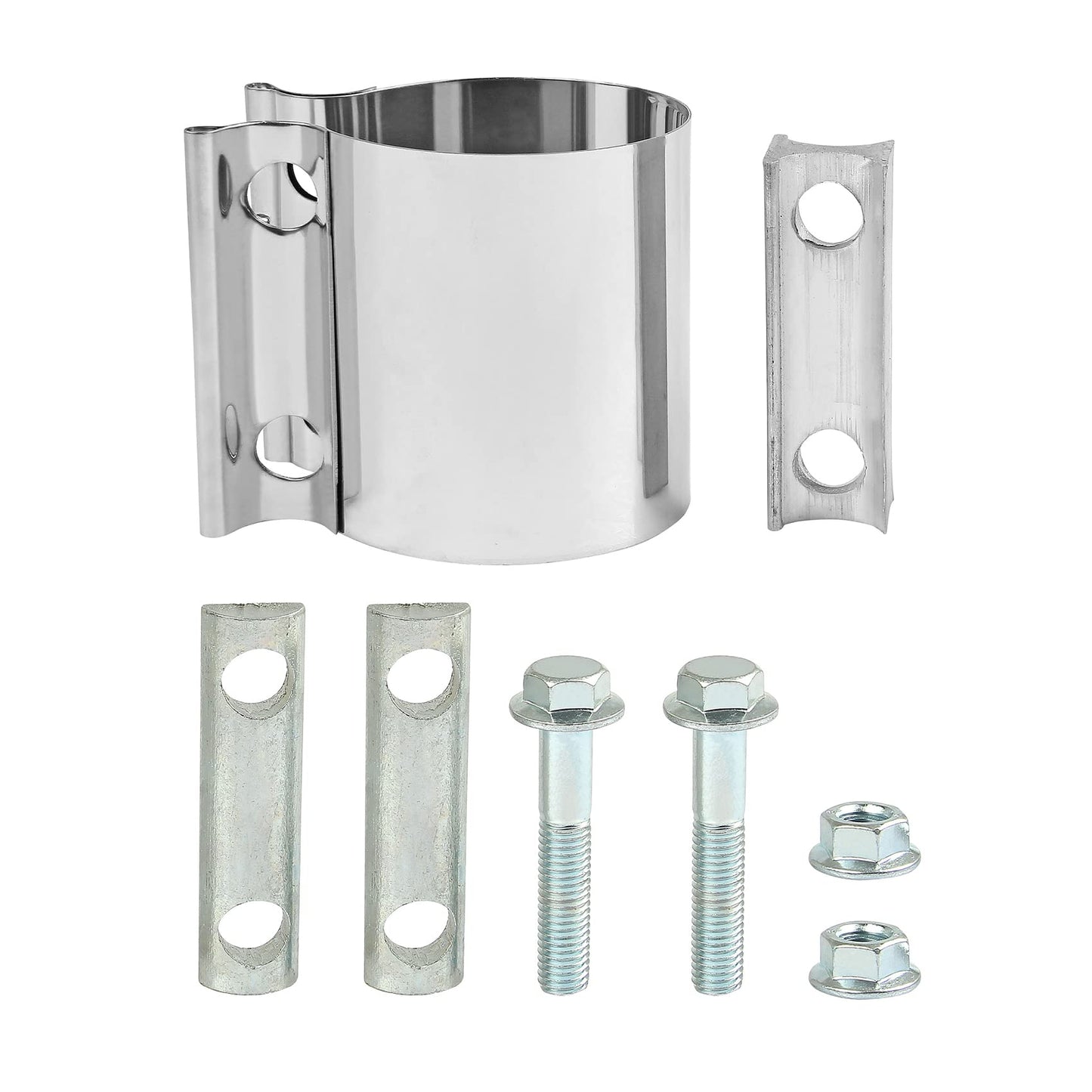 2.5 Inch 2 1/2 Butt Joint Exhaust Band Clamp Sleeve Stainless Steel 2pcs