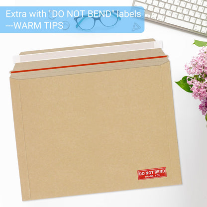 zmybcpack 25 Pack 10x13.5 inch Self Seal Rigid Mailers, Stay Flat Photo Document Mailers Kraft Cardboard Envelopes Photography Mailers for Papers, Photos, Document