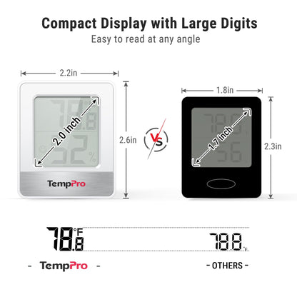 TempPro TP49 3 Pieces Digital Hygrometer Indoor Thermometer Humidity Meter Mini Hygrometer with Temperature and Humidity Monitor Outdoor and Room Thermometer Weather Station (Previously ThermoPro)