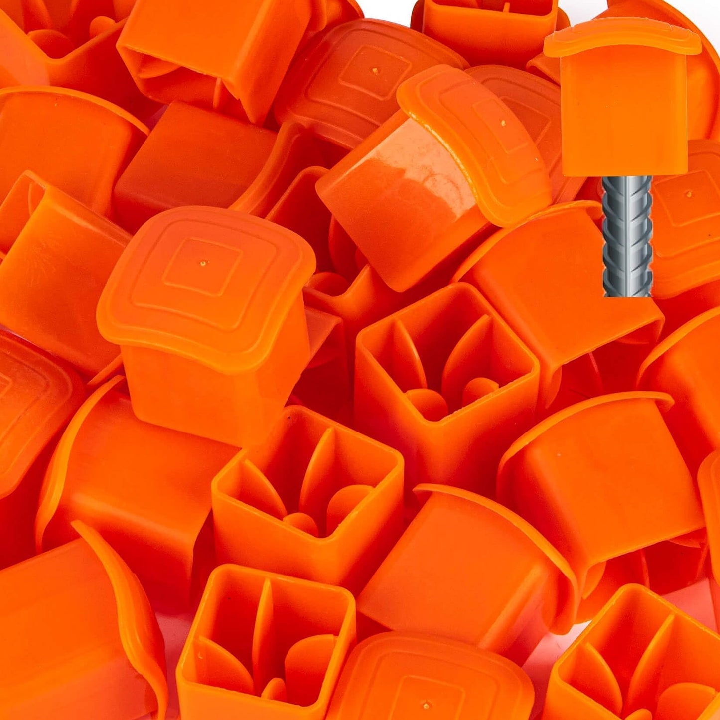 Sukh Rebar Caps - 60Pcs Reber Cap Cover Plastic End Caps Orange Mushroom Rebar Safety T- Posts Caps Building Construction Rebar Protection Stakes Fits Rebar Stake Size #3#4#5#6#7 Rebar Cover