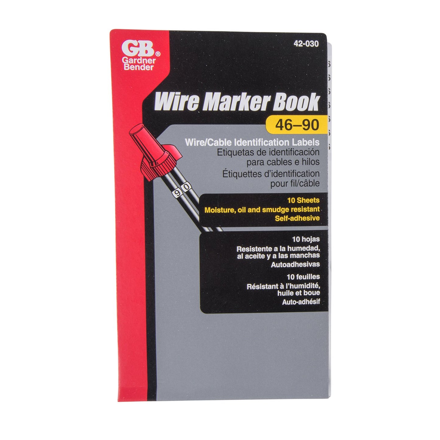 Gardner Bender 42-030 Wire Marker Booklet, 46-90, 10/Ea per Book