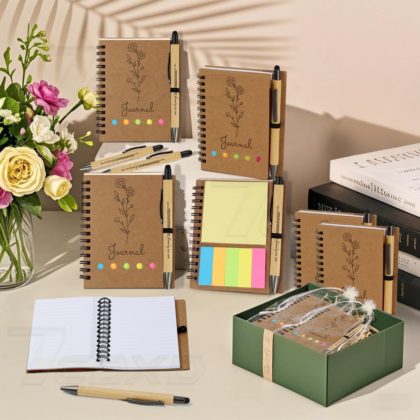 12 Sets Thank You Gifts, Employee Appreciation Gifts, Inspirational Notebooks With Sticky,Inspirational Pens And Gift Bags,Mini Motivational Notebooks for Employee Teacher Staff Coworker