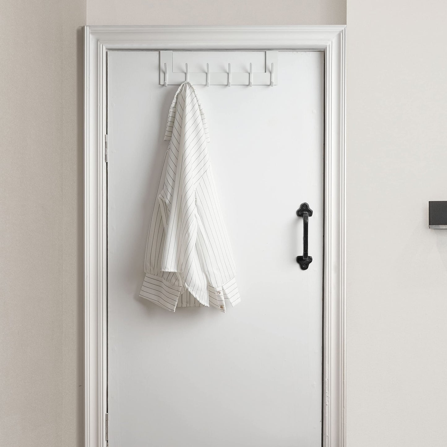 WEBI Over The Door Hook,Over Door Towel Rack,Door Hanger,Door Coat Hanger,Over The Door Coat Rack,Door Hooks for Hanging Clothes,Towels,Behind Back of Bathroom,White