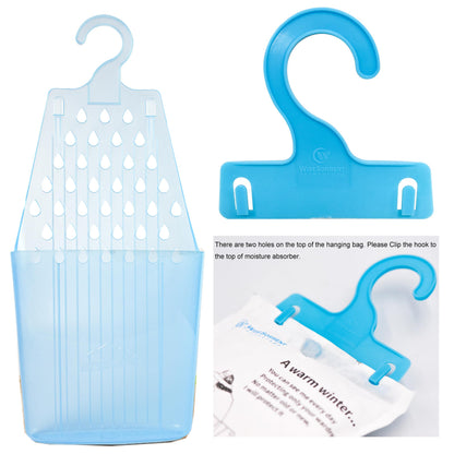 Wisesorb Moisture Absorber Packets with Plastic Case & Hook, Odor Eliminator, Leak Proof, Fragrance Free, Humidity Packs, Hanging Closet Dehumidifier Bags, Moisture Absorber (4 Packs)