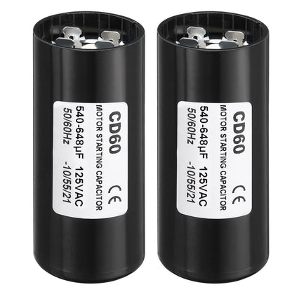 PATIKIL Motor Start Capacitor, 2 Pack 540-648uF/Mfd 125V 50/60Hz CD60 Run Capacitor Motor Starting Capacitor for Electric Motor Starts Running